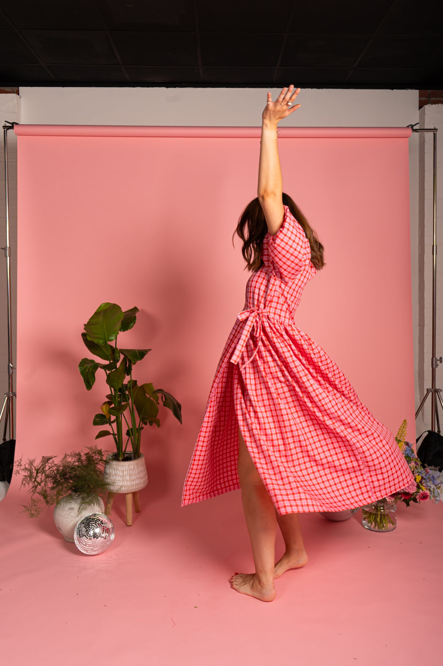 Ava Wrap Dress - Cherry Check