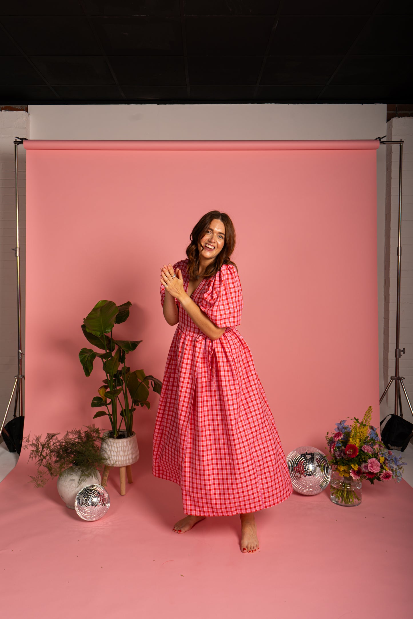 Ava Wrap Dress - Cherry Check