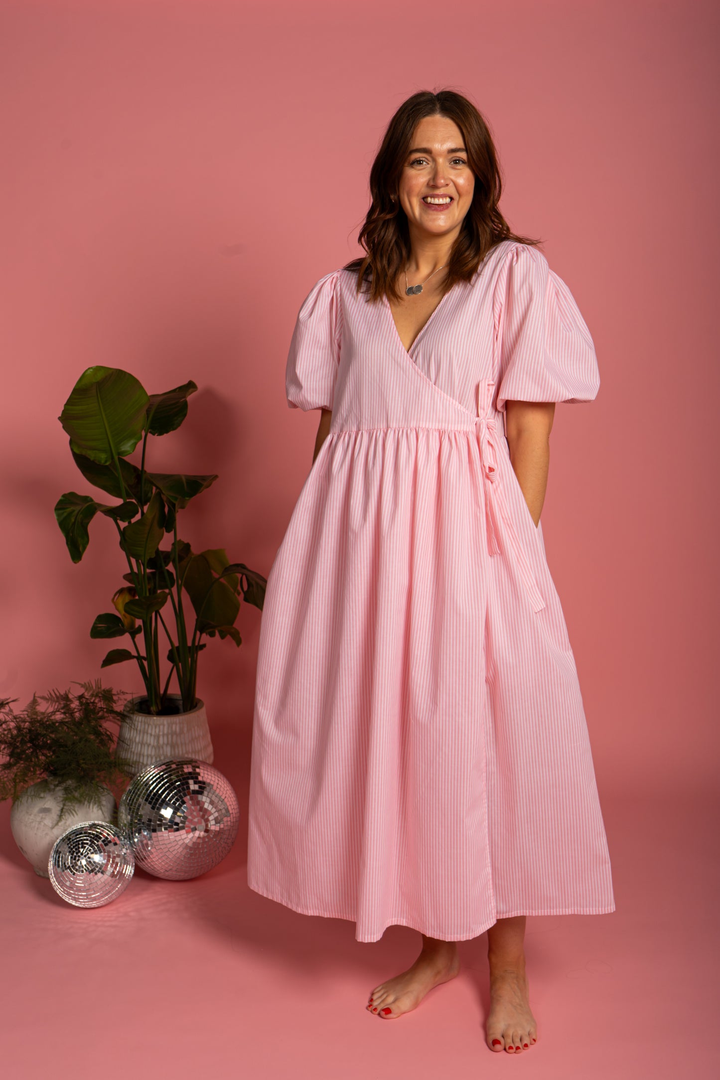 Ava Wrap Dress - Candy Stripe (Size M)