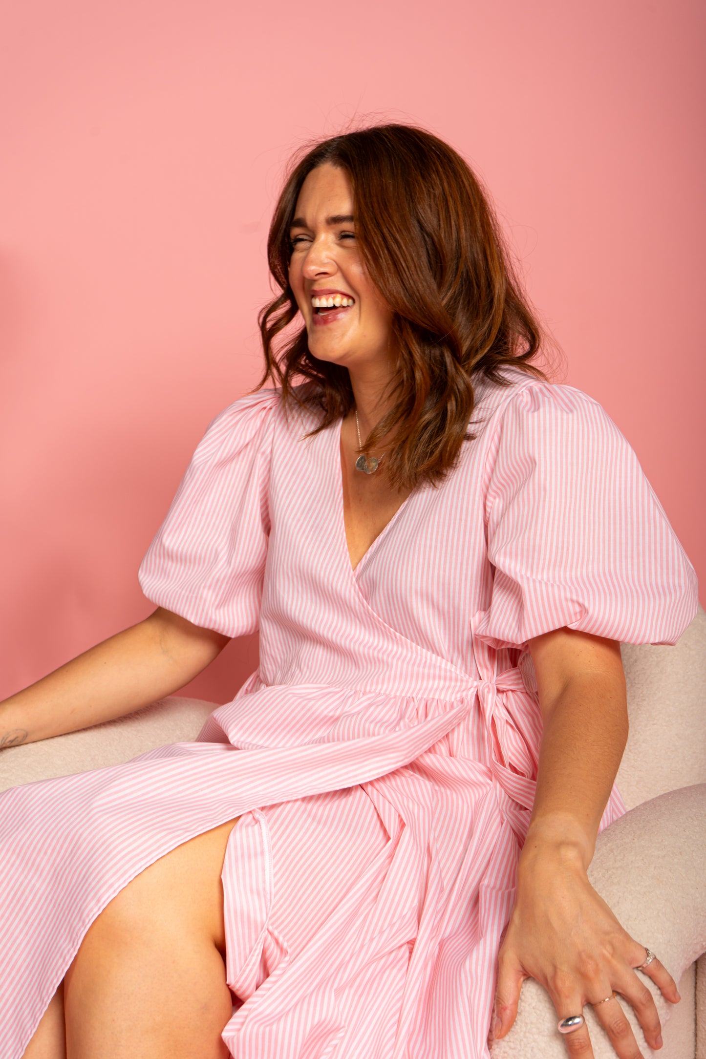 Ava Wrap Dress - Candy Stripe (Size M)