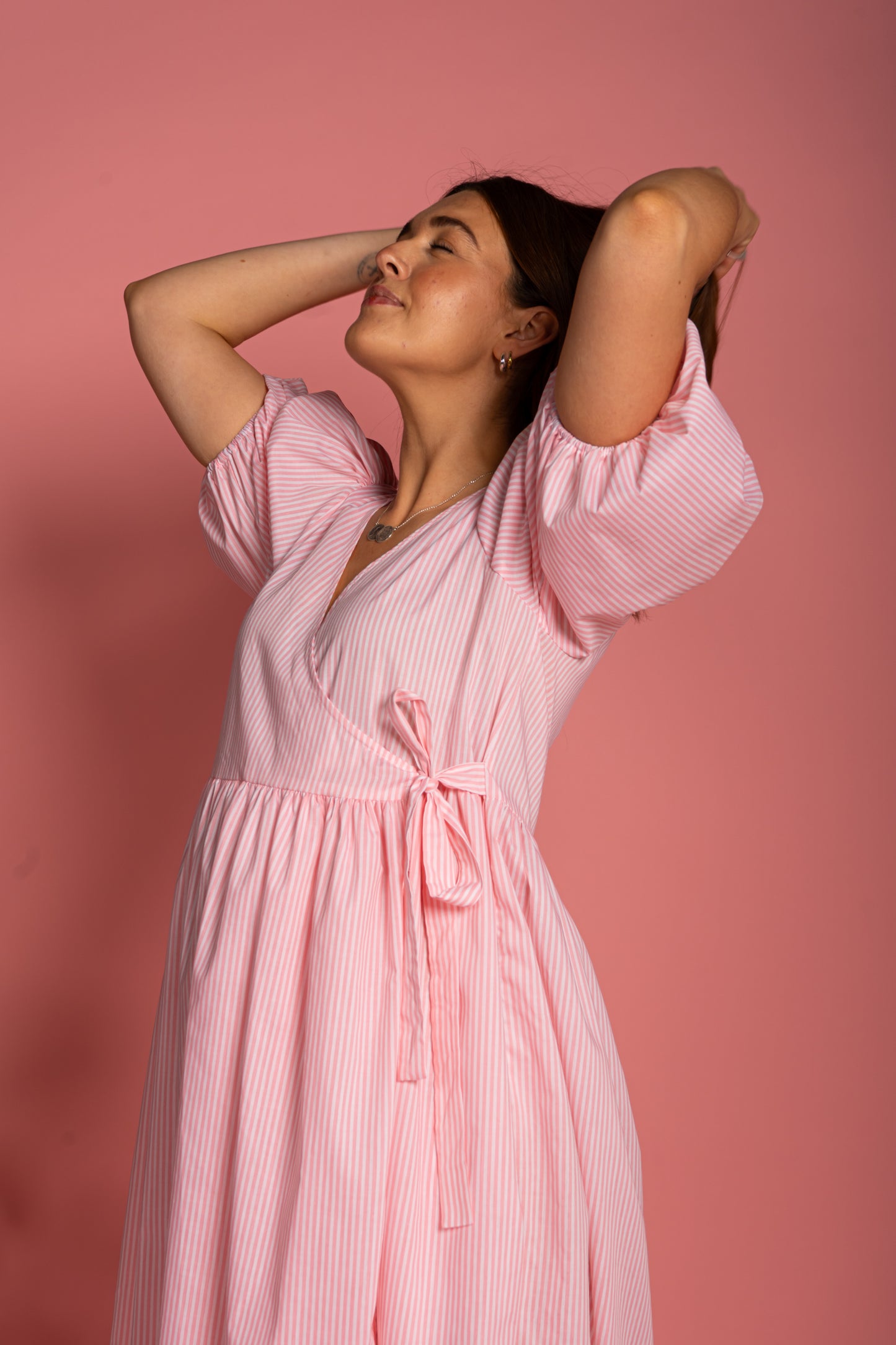 Ava Wrap Dress - Candy Stripe (Size M)