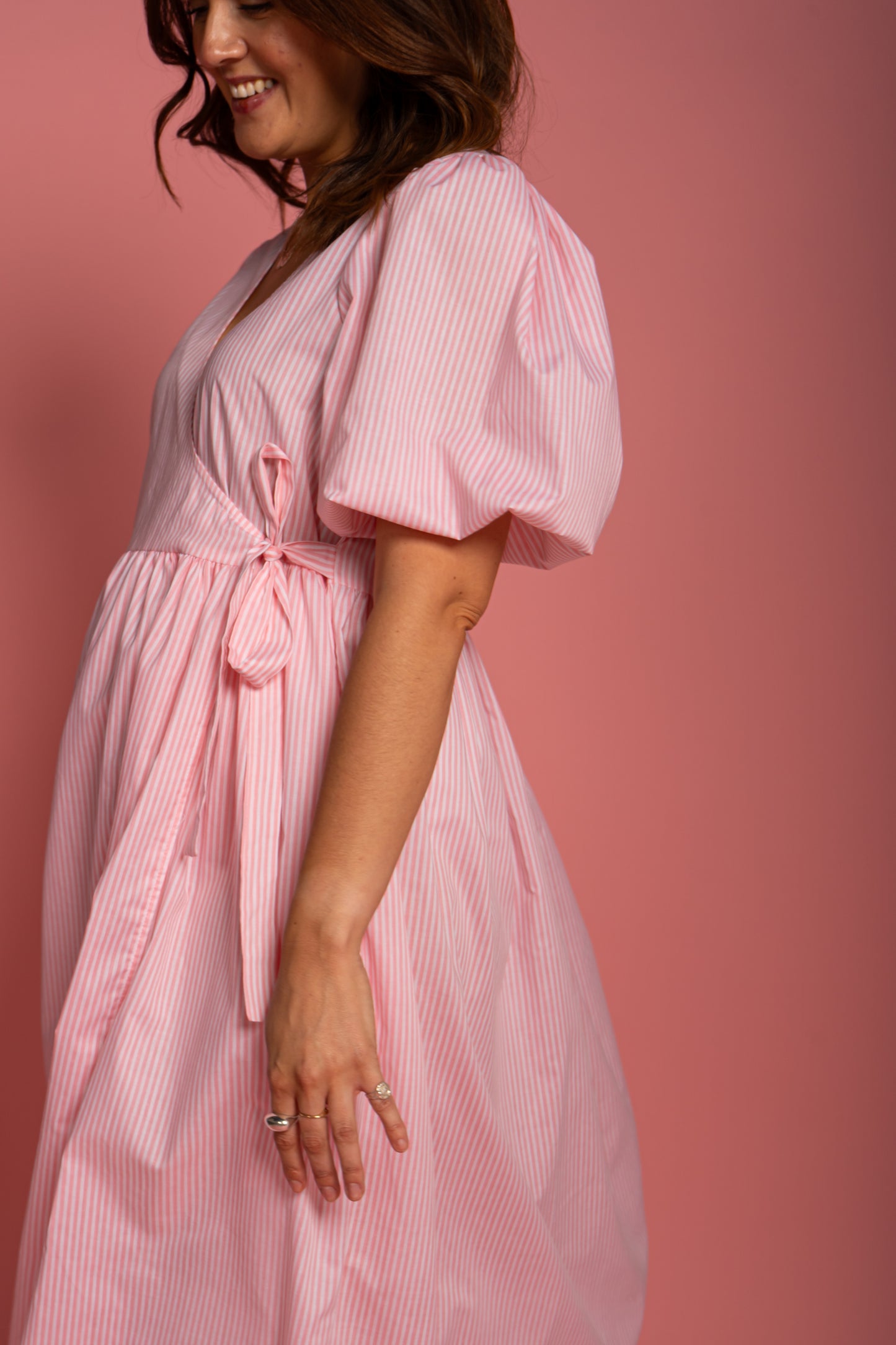 Ava Wrap Dress - Candy Stripe (Size M)