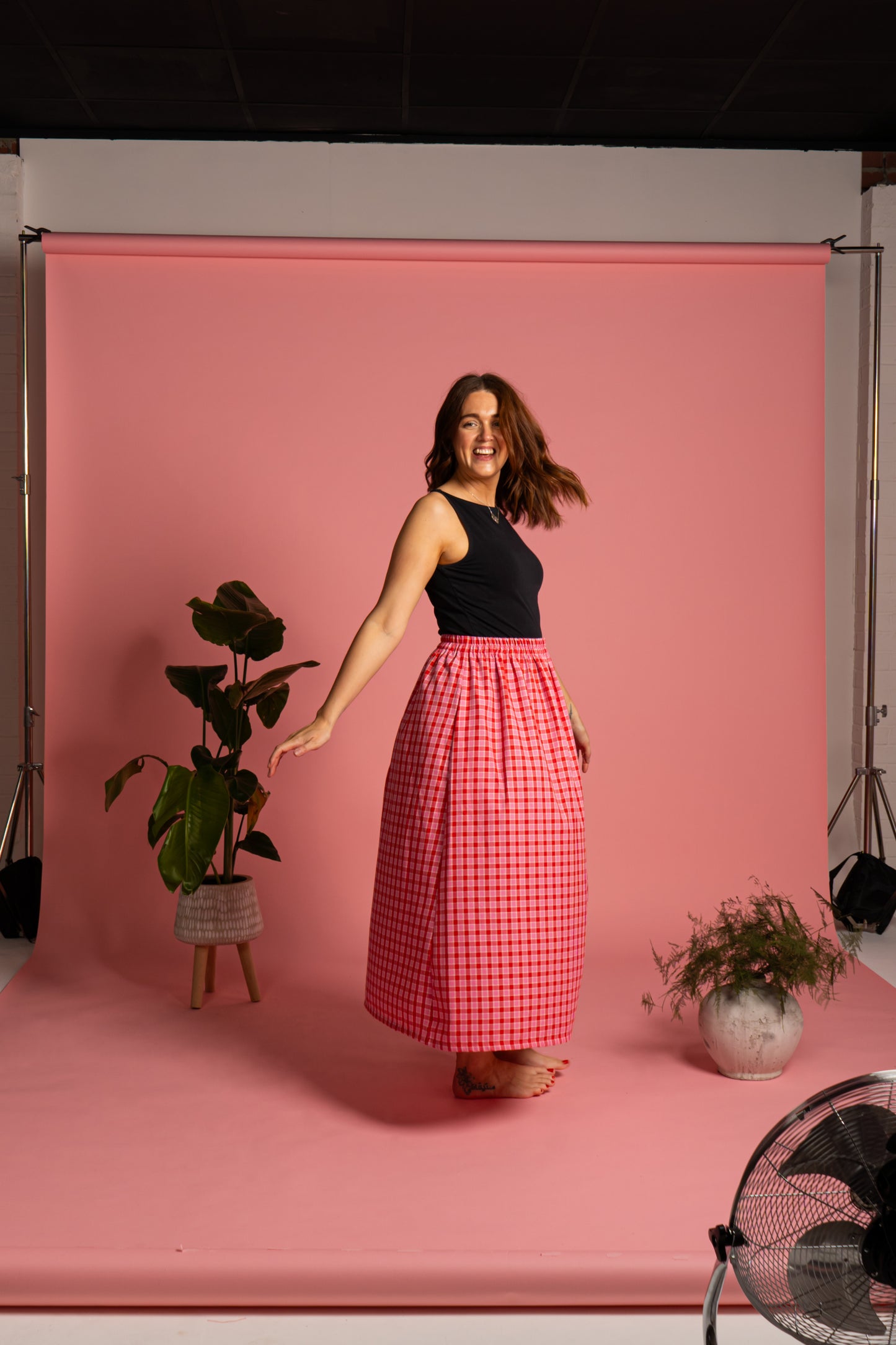 Haya Skirt - Cherry Check