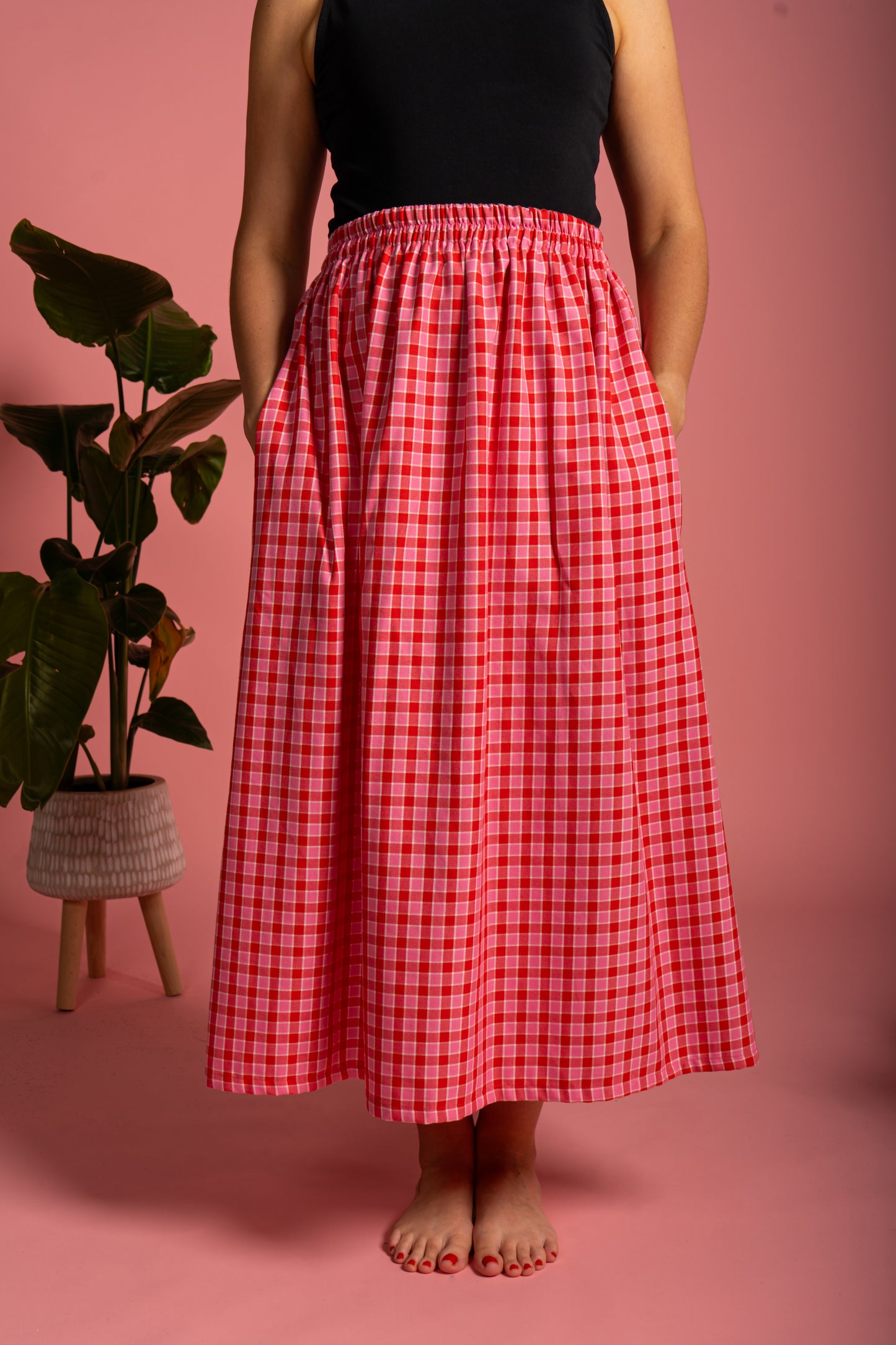 Haya Skirt - Cherry Check