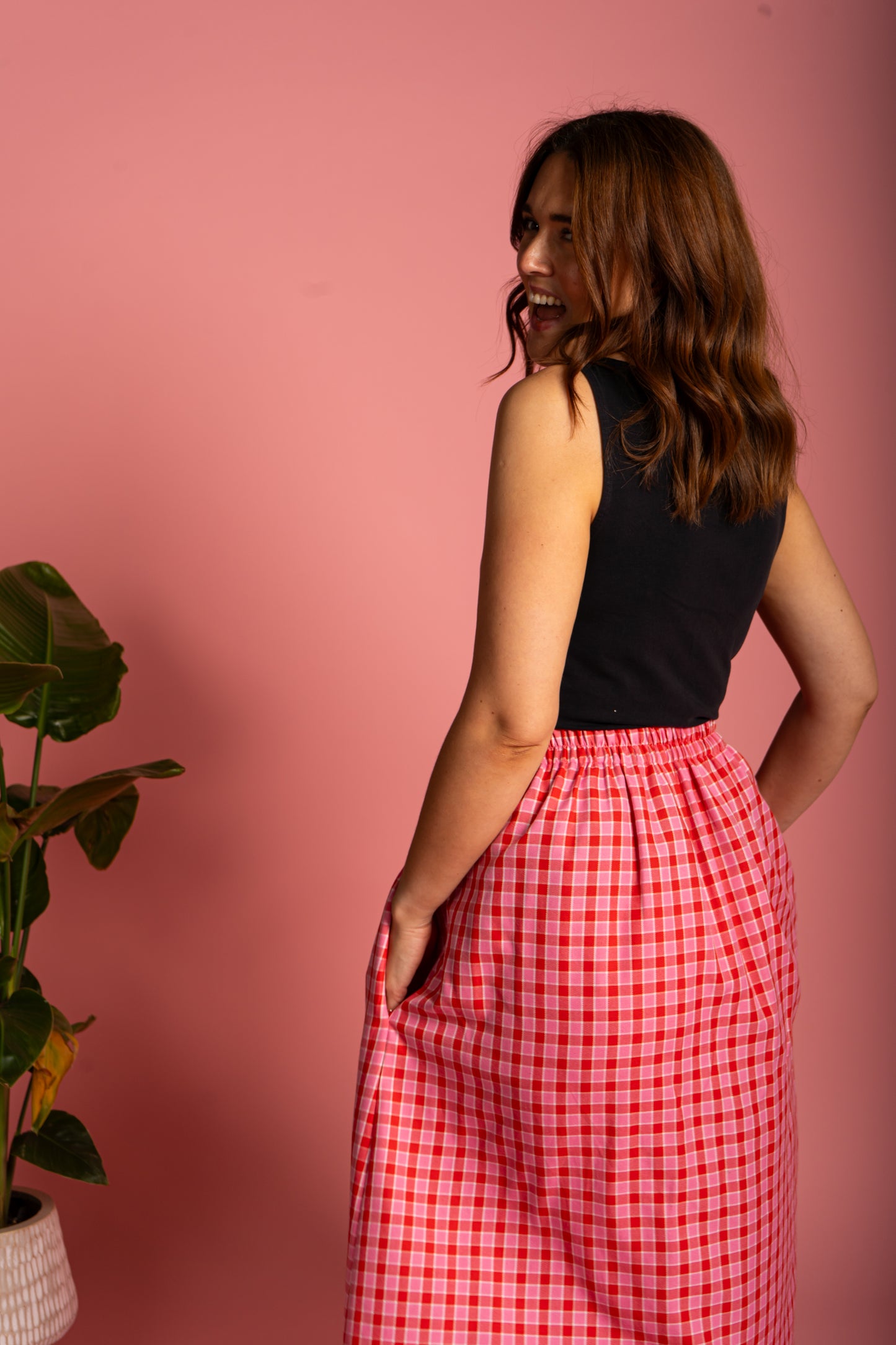 Haya Skirt - Cherry Check