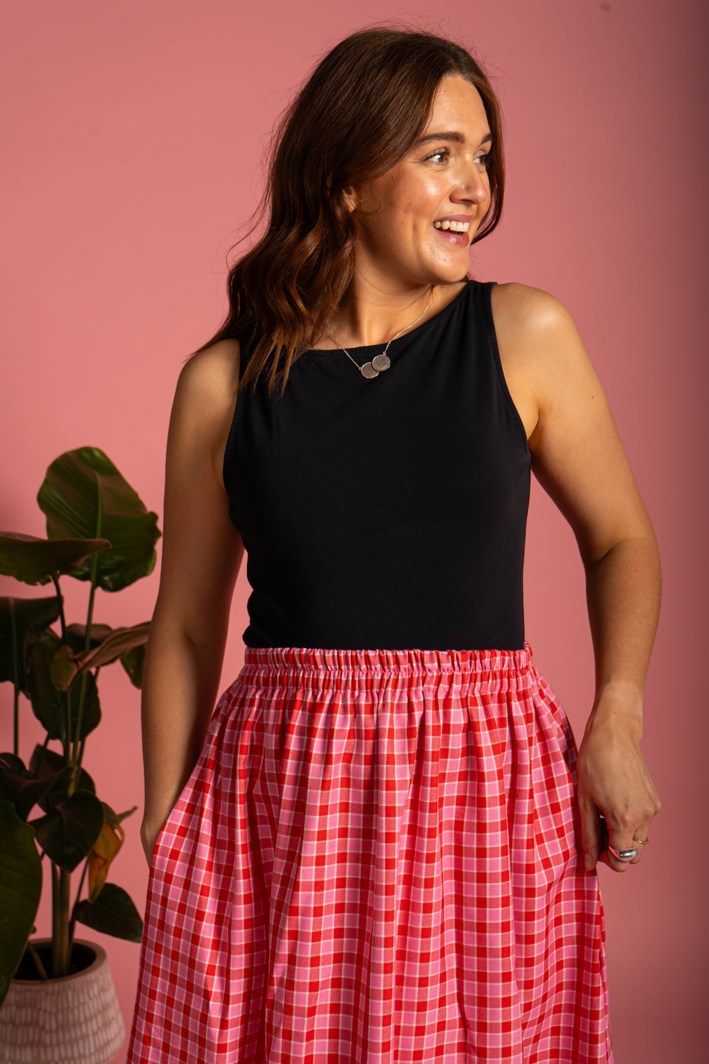 Haya Skirt - Cherry Check