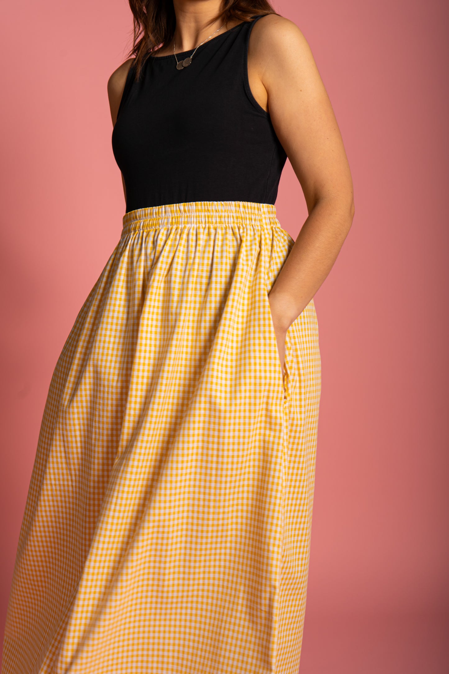 Haya Skirt - Yellow Gingham (Size M)