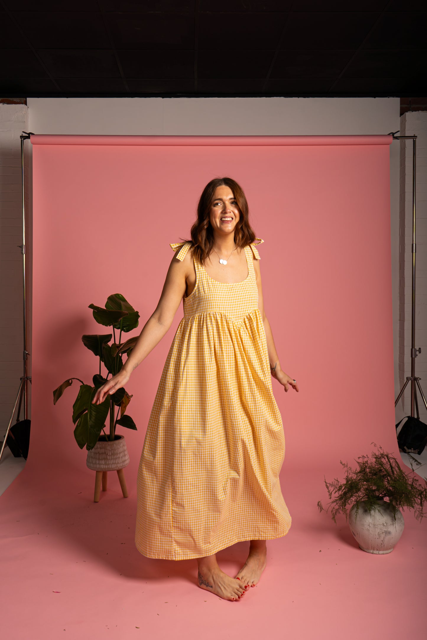 Isla Sundress - Yellow Gingham (Size M)