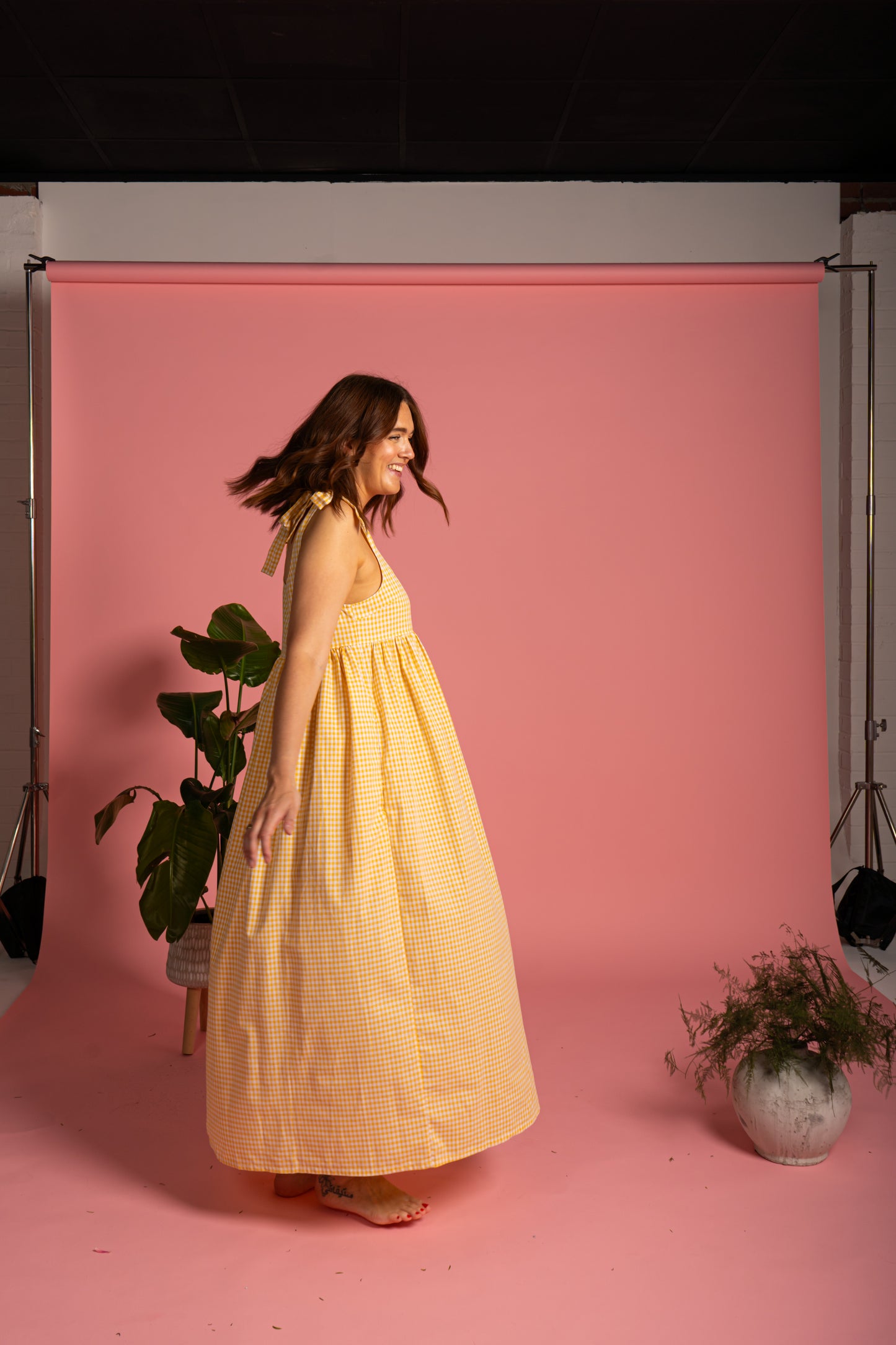 Isla Sundress - Yellow Gingham (Size M)