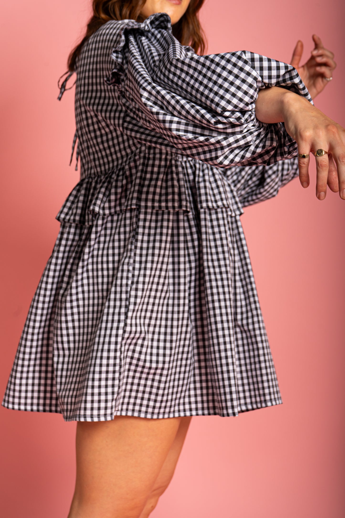 Sienna Frill Dress - Black Gingham