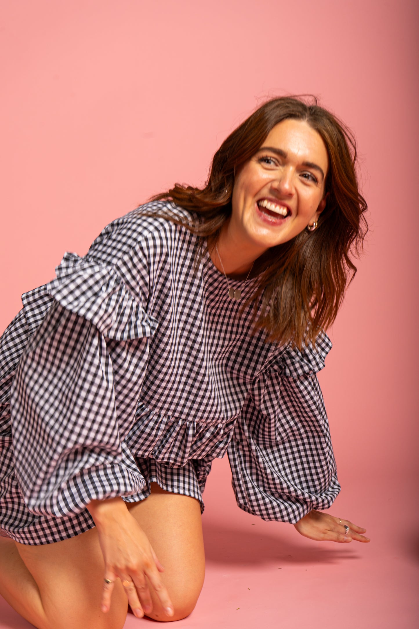 Sienna Frill Dress - Black Gingham