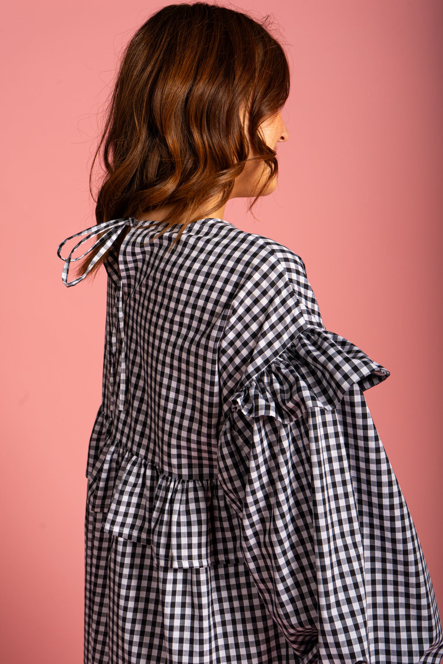 Sienna Frill Dress - Black Gingham