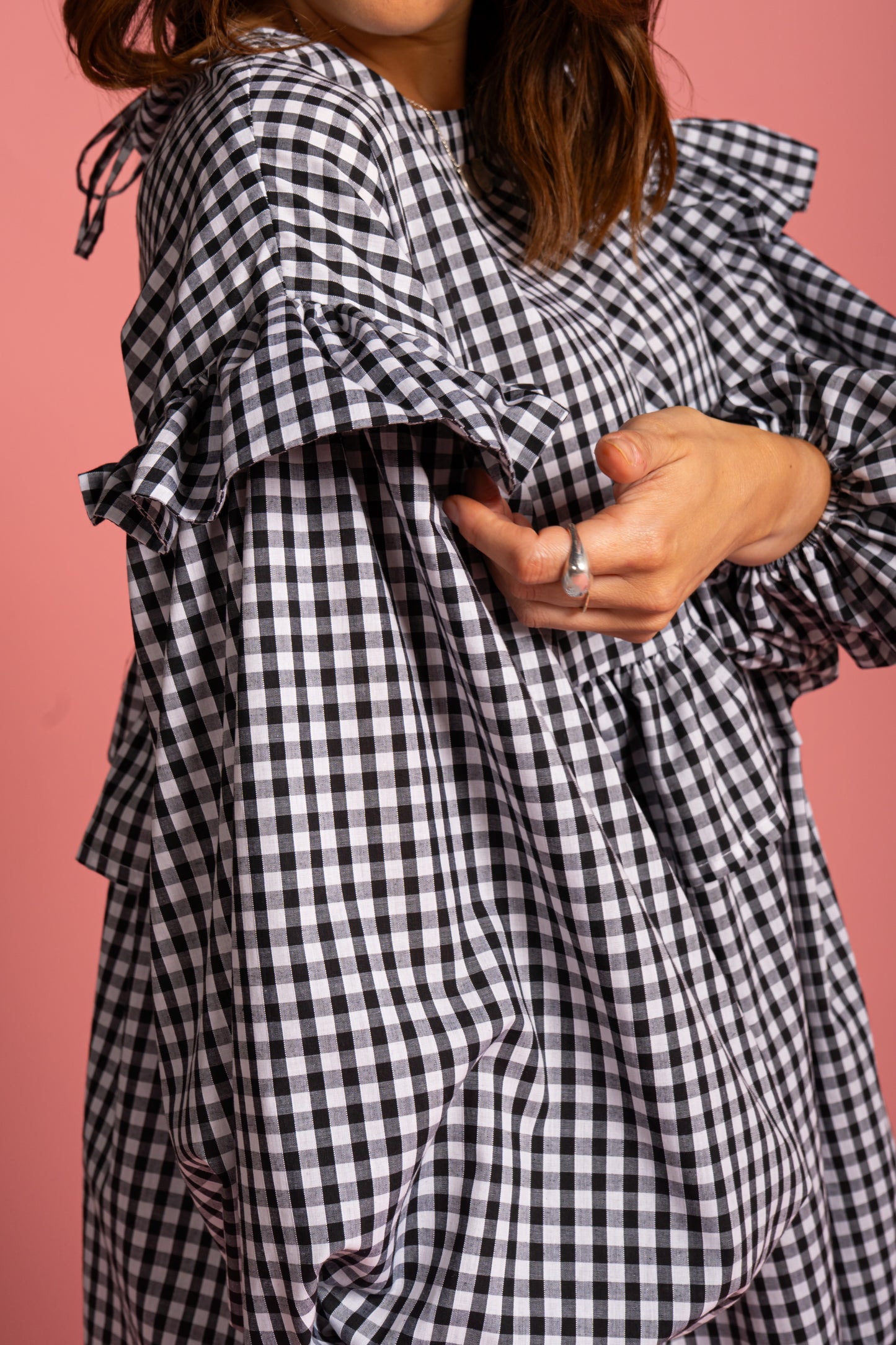 Sienna Frill Dress - Black Gingham
