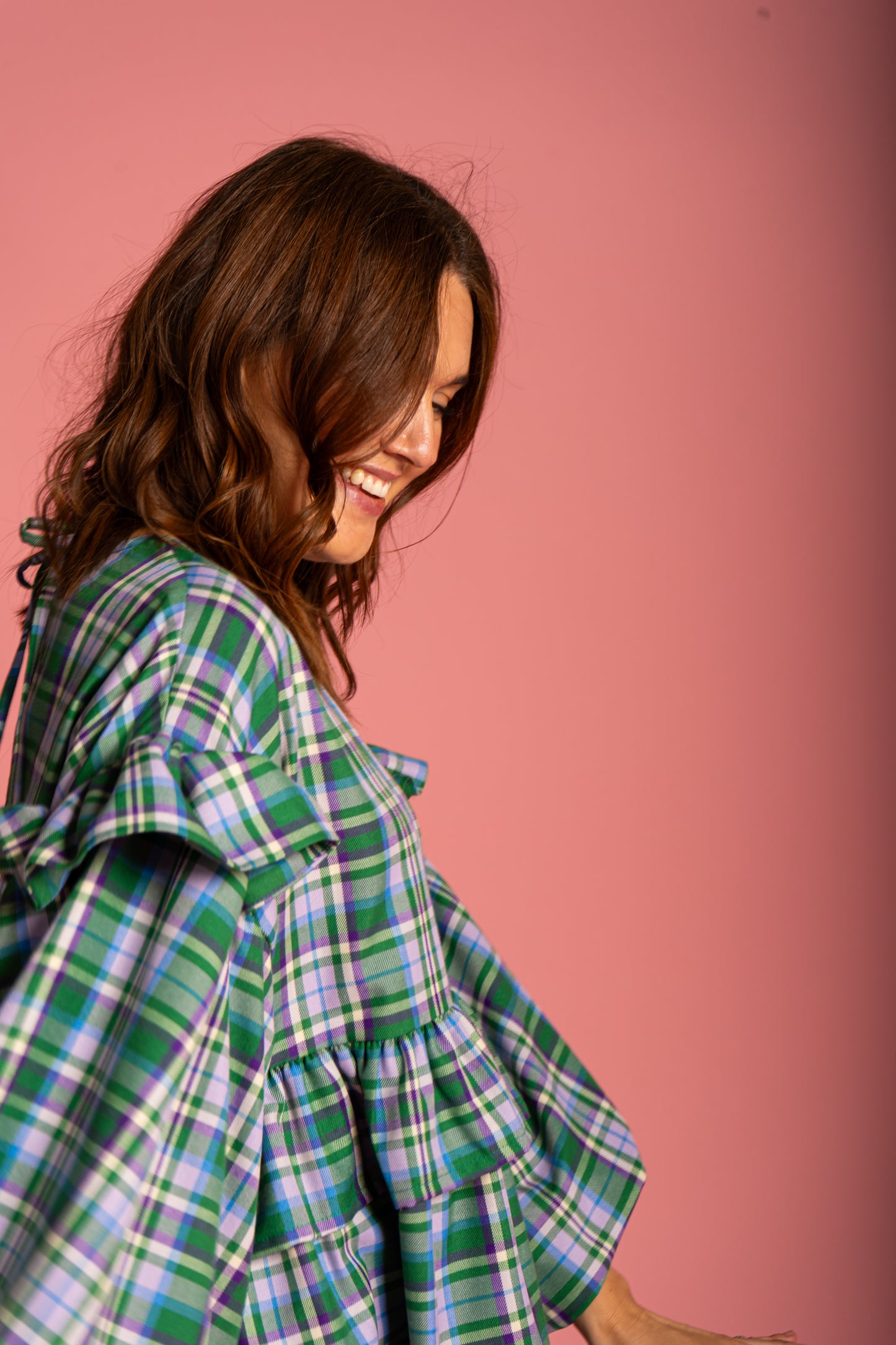 Sienna Frill Dress - Meadow Check (Size M)