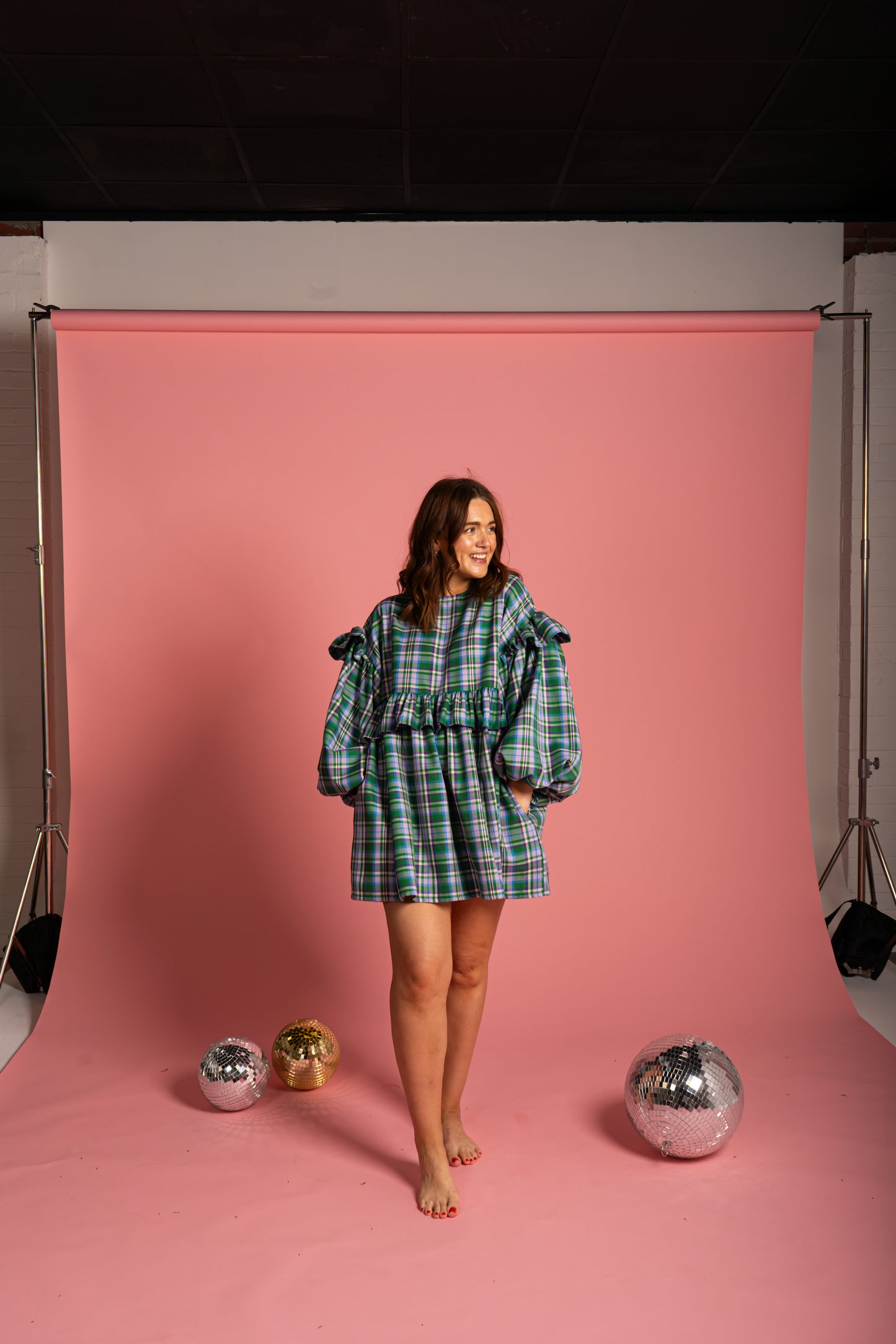 Sienna Frill Dress - Meadow Check (Size M)