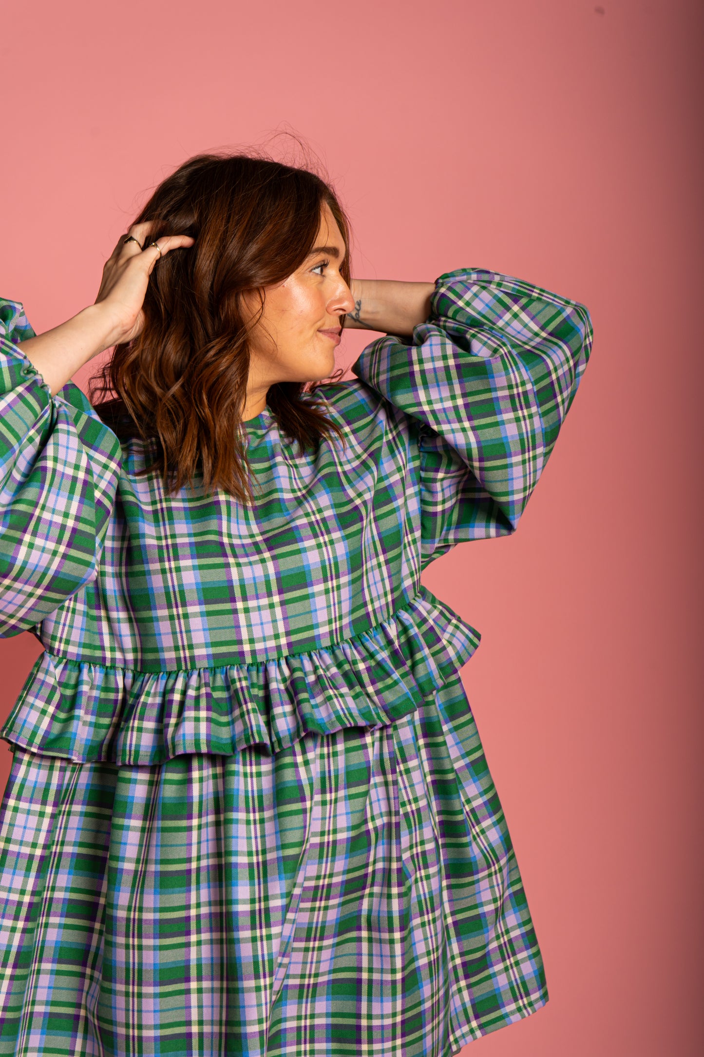Sienna Frill Dress - Meadow Check (Size M)