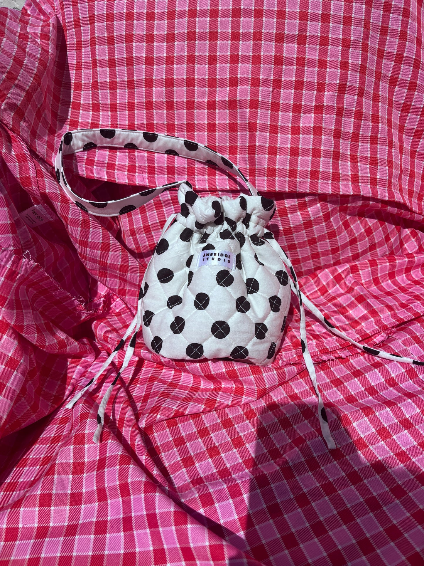 Limited edition quilted mini bag - WHITE POLKA DOT only