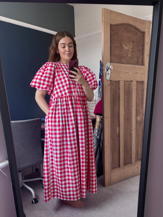 Evelyn dress - red gingham (size M)
