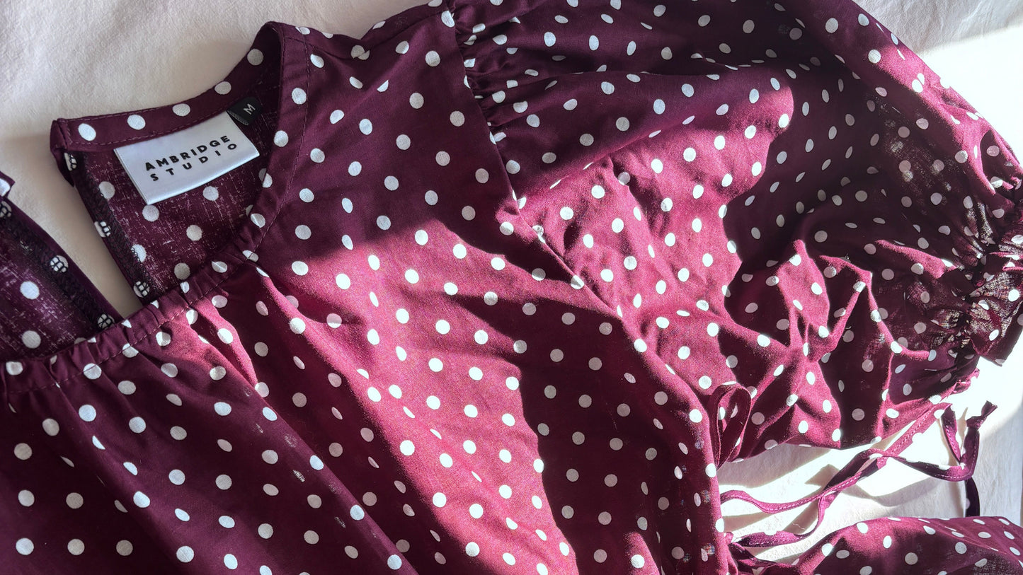 Limited edition - Burgundy polka dot Rose top