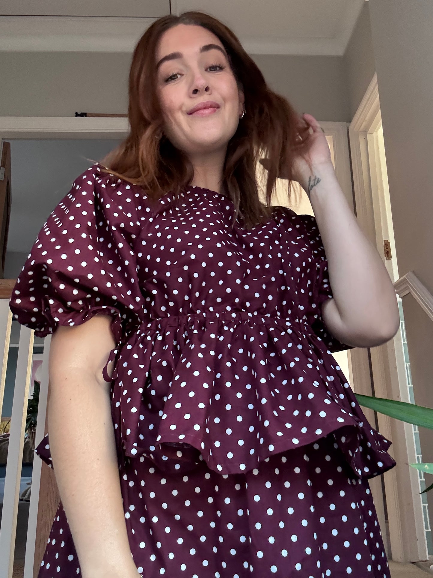 Limited edition - Burgundy polka dot Rose top