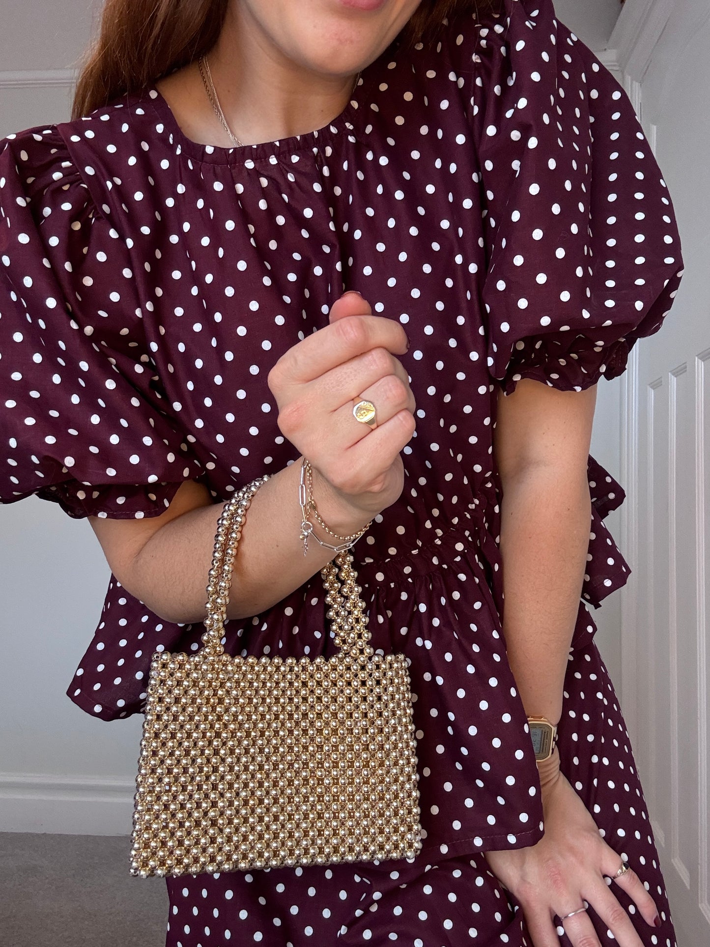 Limited edition - Burgundy polka dot Rose top