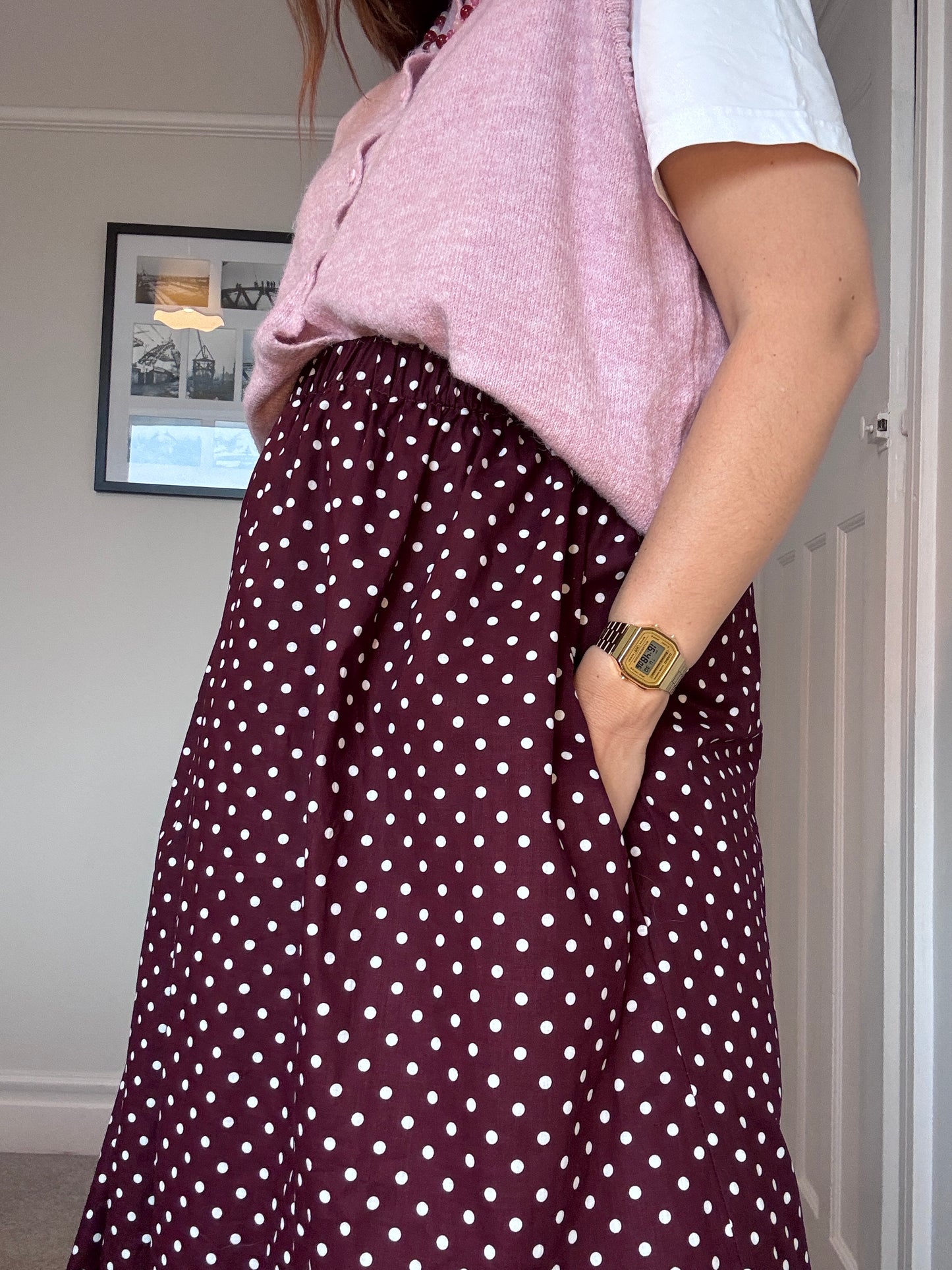 Limited edition - Burgundy polka dot Haya skirt