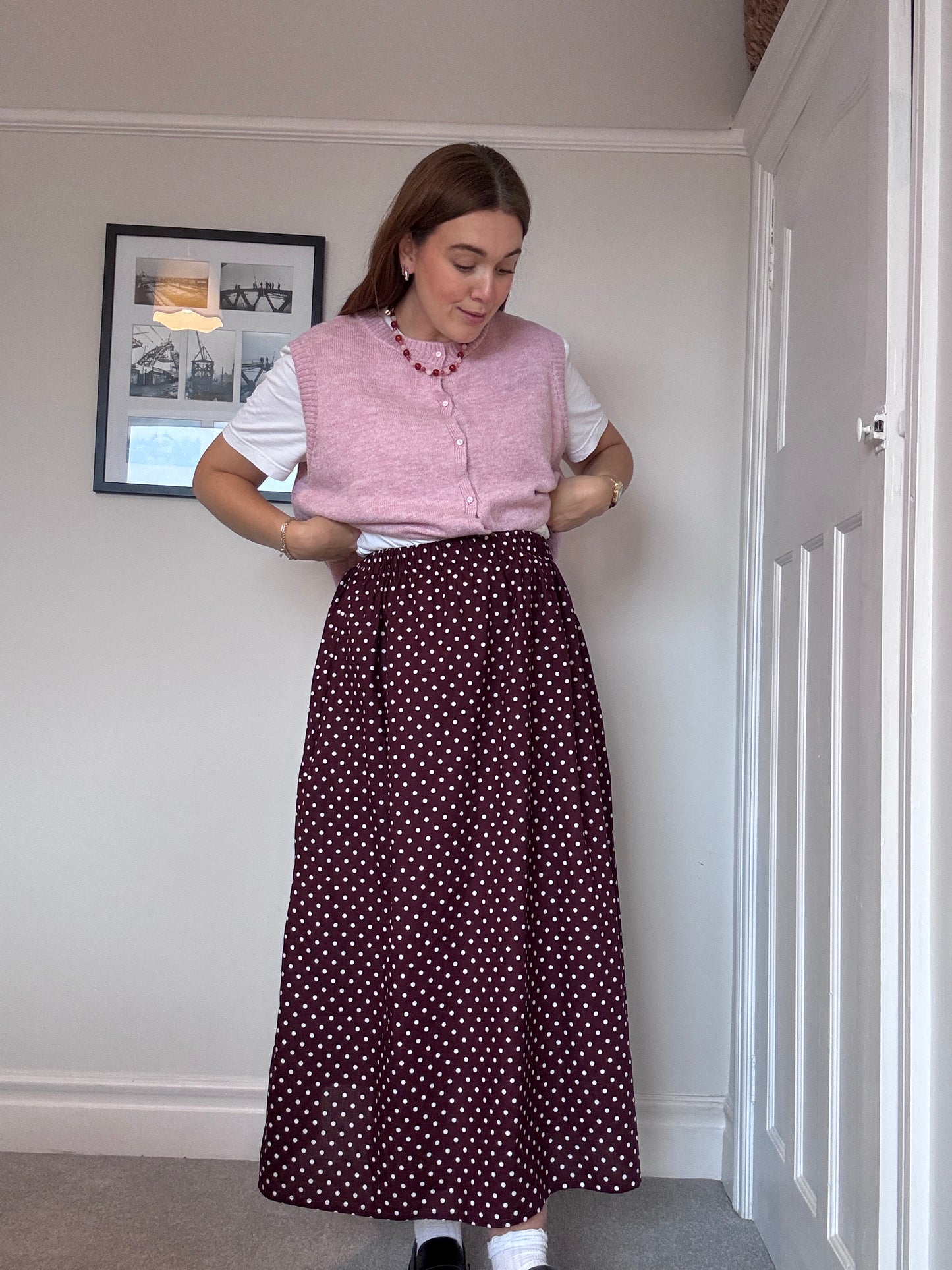 Limited edition - Burgundy polka dot Haya skirt