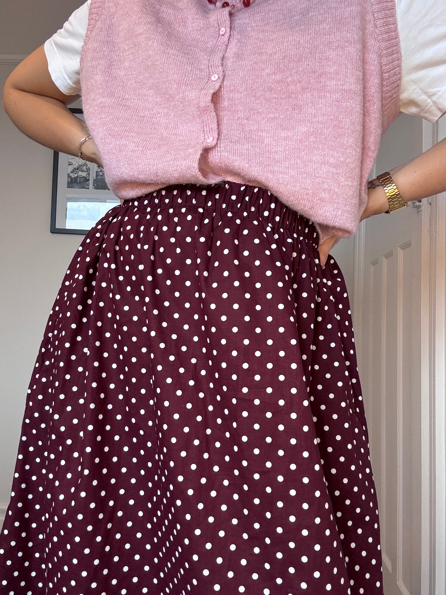 Limited edition - Burgundy polka dot Haya skirt