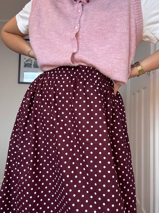 Limited edition - Burgundy polka dot Haya skirt