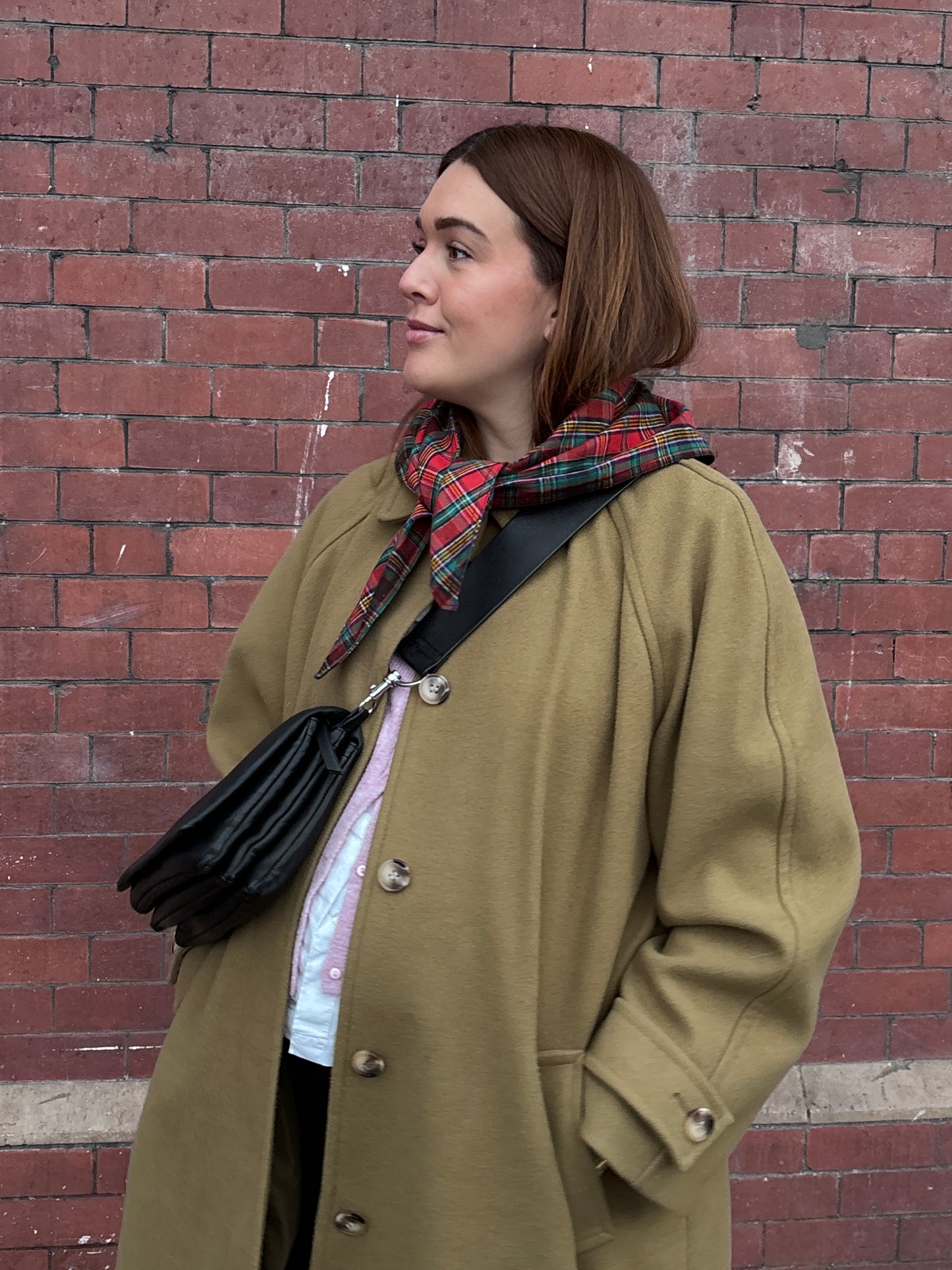 Reversible tartan triangle scarf – deadstock brushed cotton