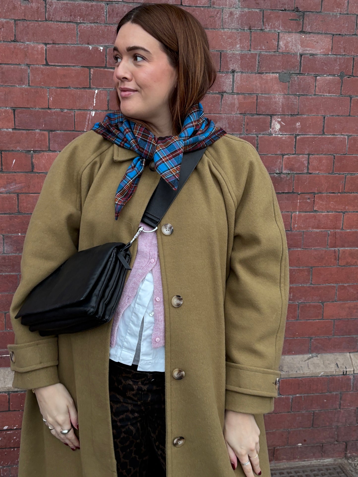 Reversible tartan triangle scarf – deadstock brushed cotton