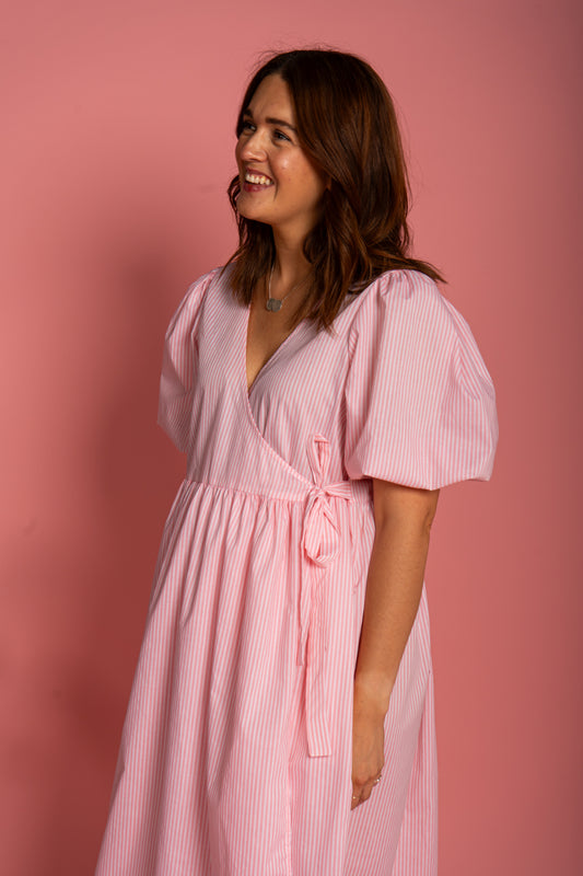 Ava Wrap Dress - Candy Stripe (Size M)