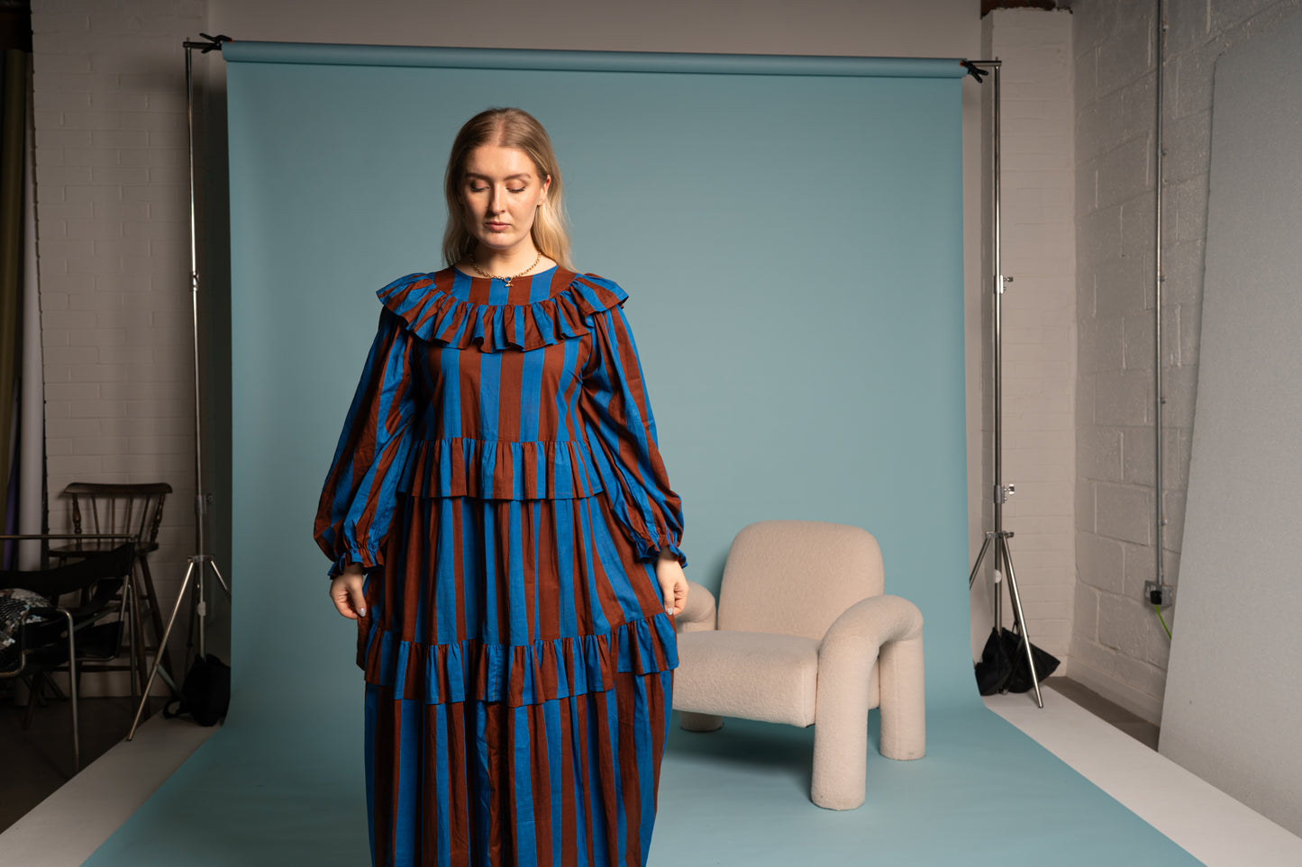Gracie Dress - Cobalt Stripe