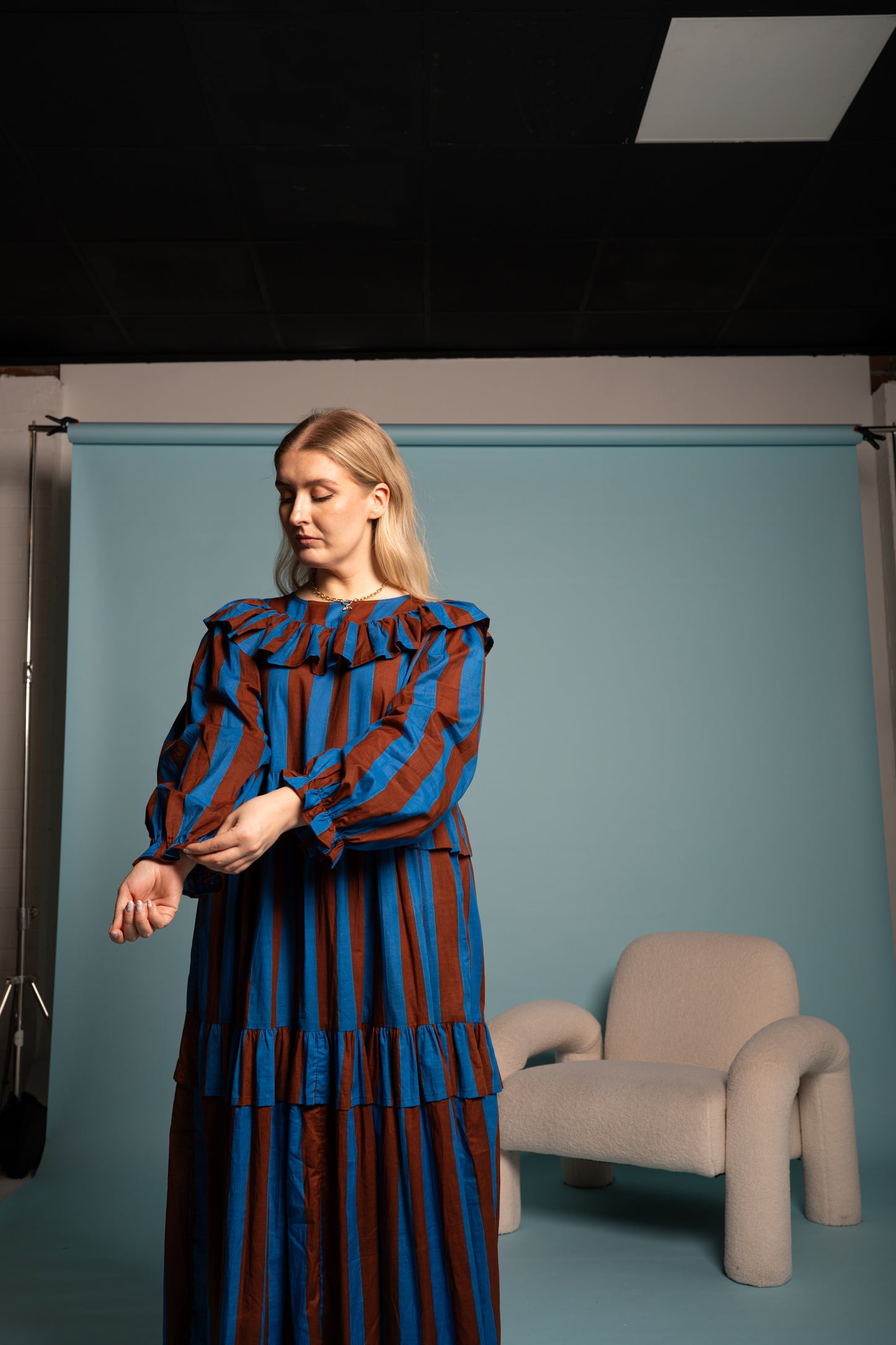Gracie Dress - Cobalt Stripe