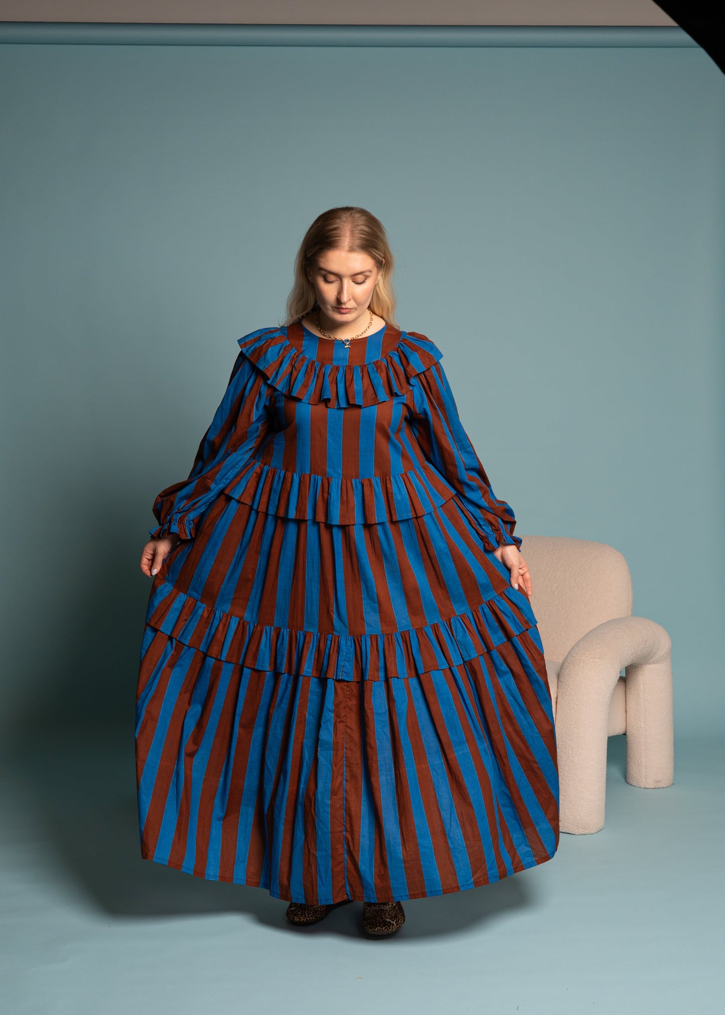 Gracie Dress - Cobalt Stripe