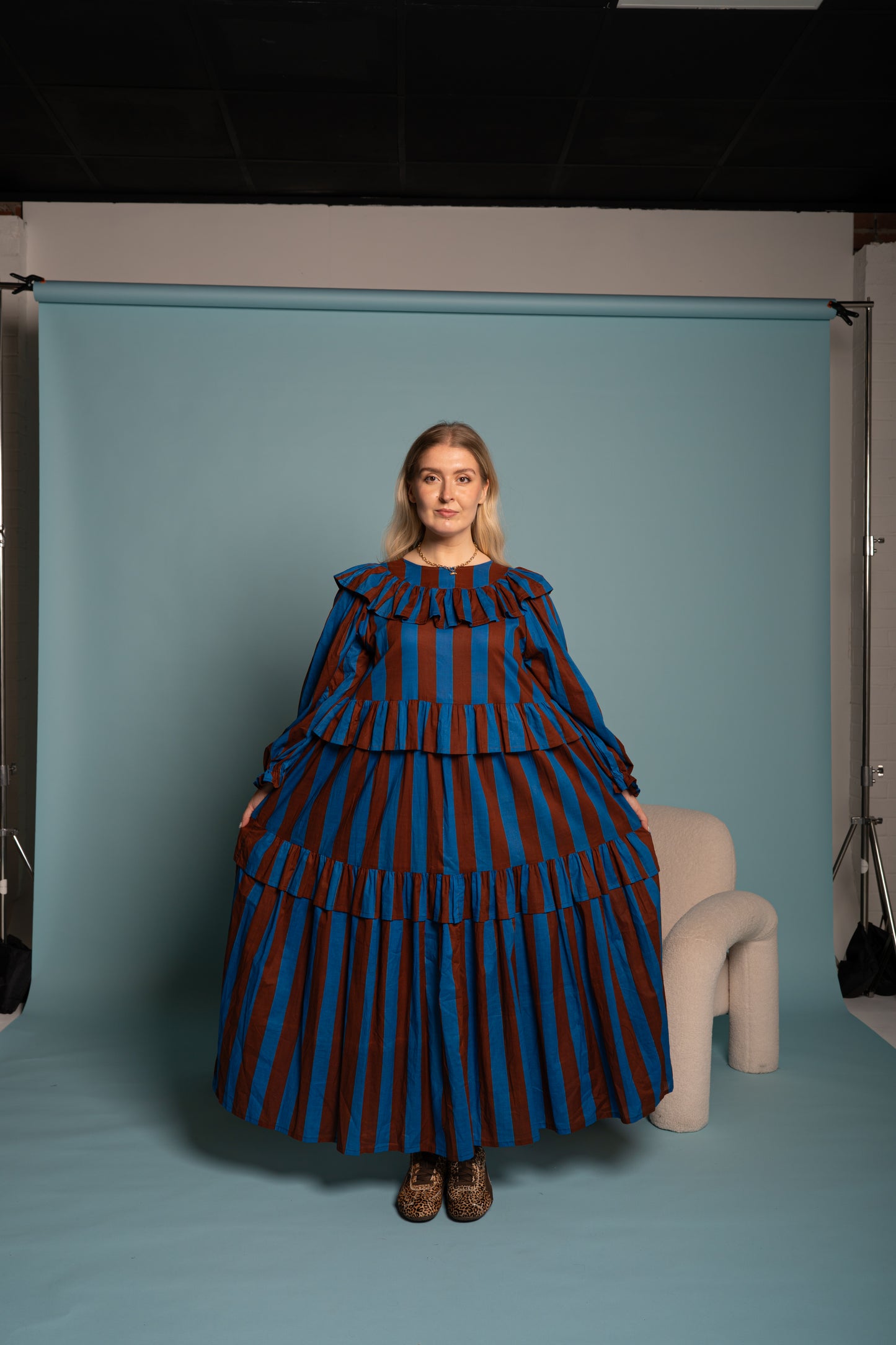 Gracie Dress - Cobalt Stripe