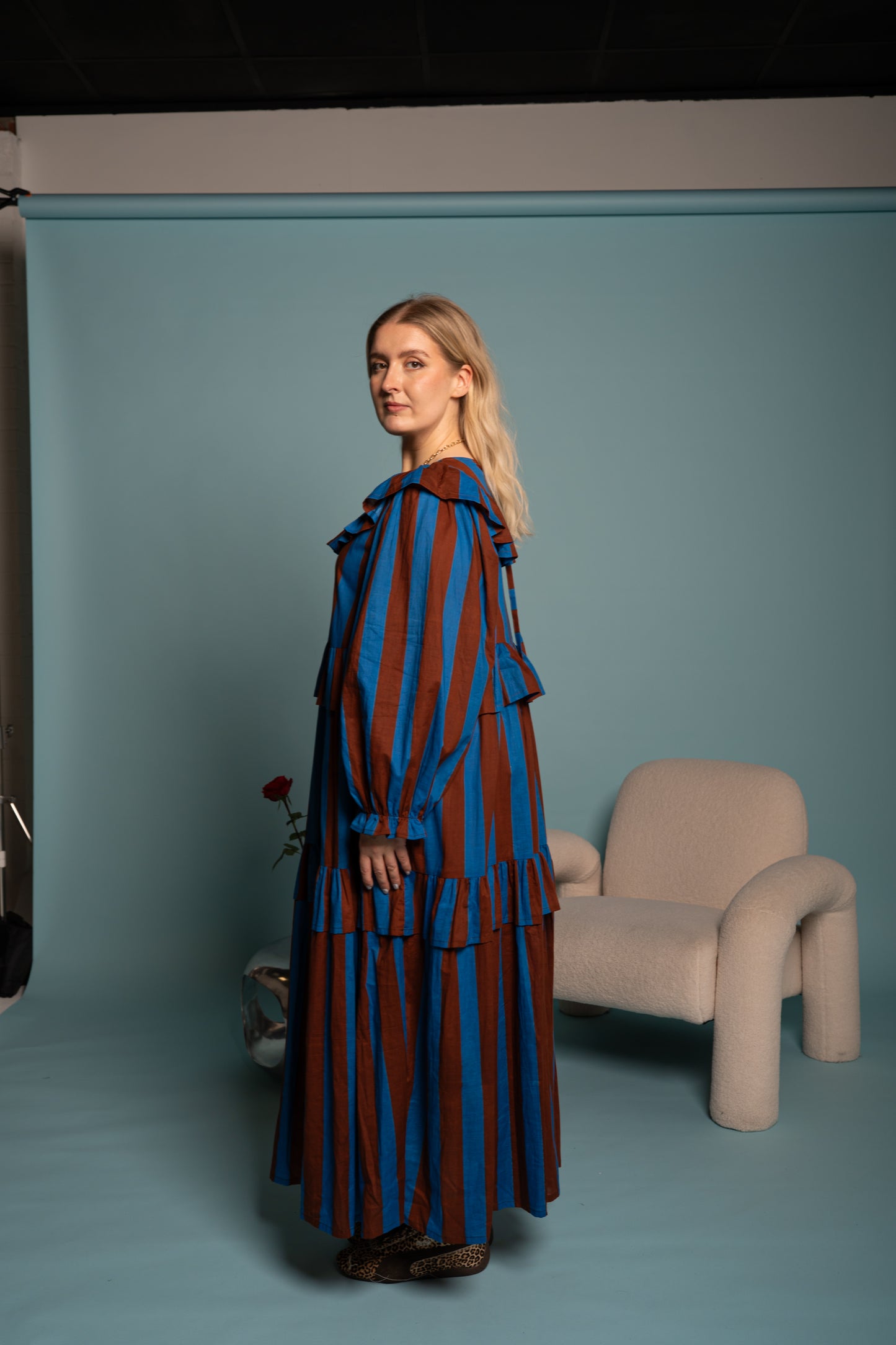 Gracie Dress - Cobalt Stripe