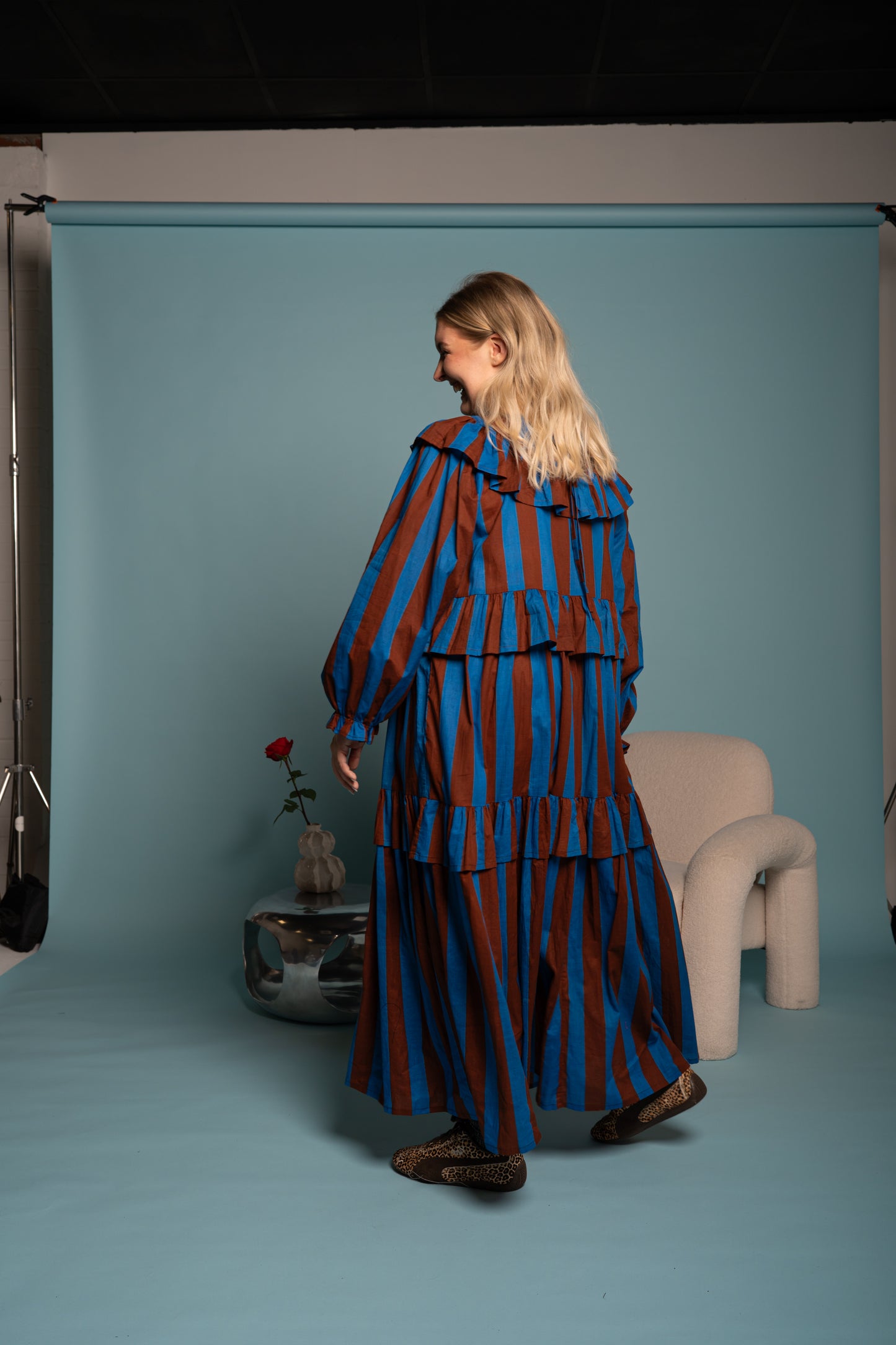 Gracie Dress - Cobalt Stripe