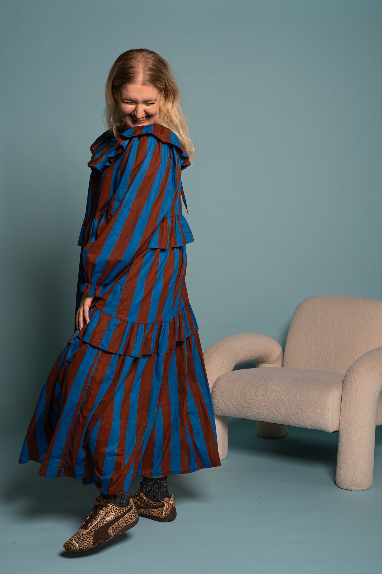 Gracie Dress - Cobalt Stripe
