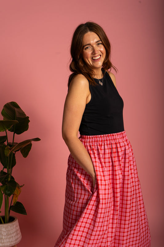 Haya Skirt - Cherry Check