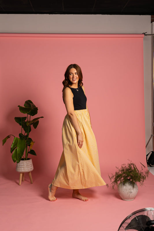 Haya Skirt - Yellow Gingham (Size M)