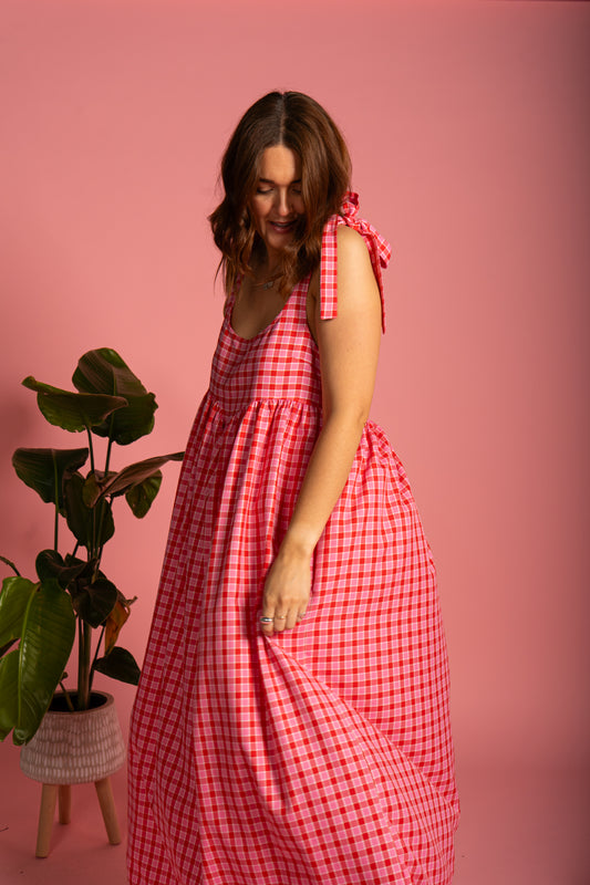 Isla Sundress - Cherry Check (Size M)