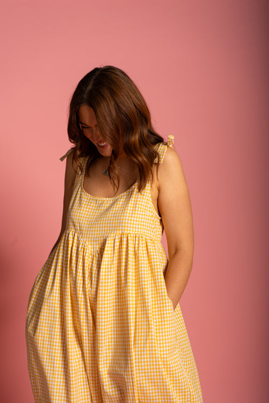 Isla Sundress - Yellow Gingham (Size M)