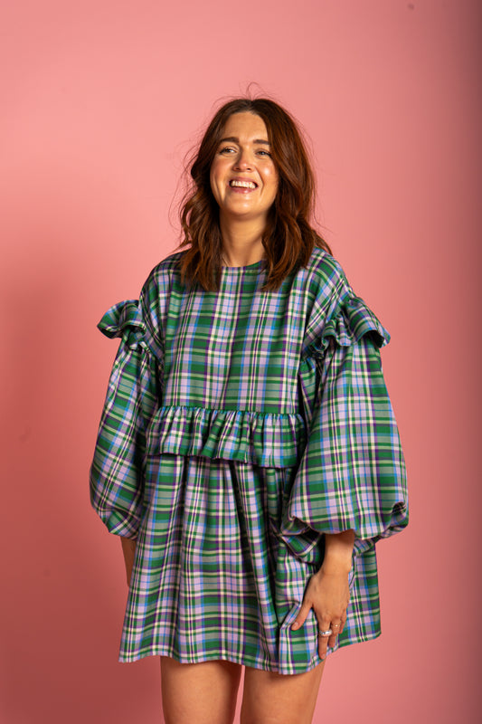 Sienna Frill Dress - Meadow Check (Size M)