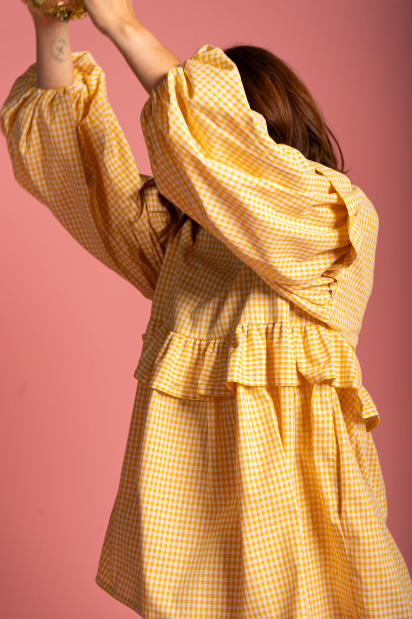 Sienna Frill Dress - Yellow Gingham (Size M)